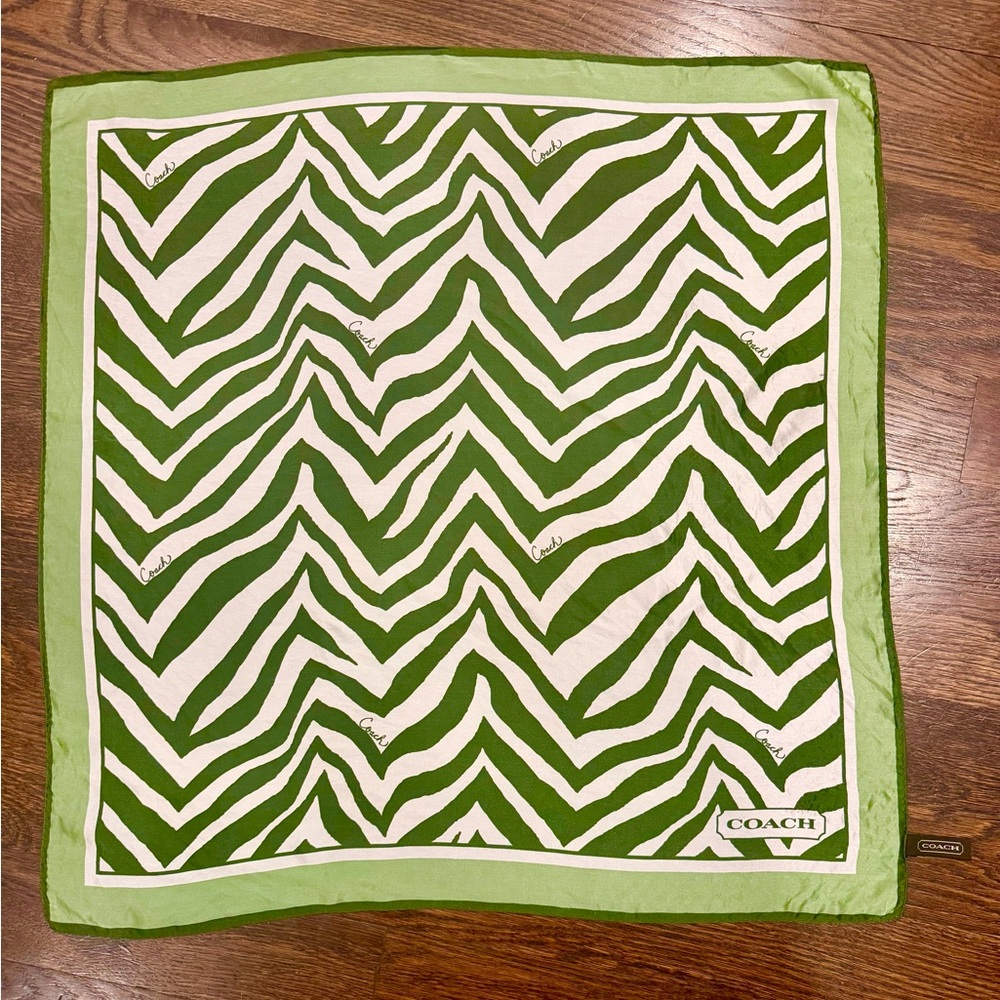 Coach Green & White Zebra Scarf
